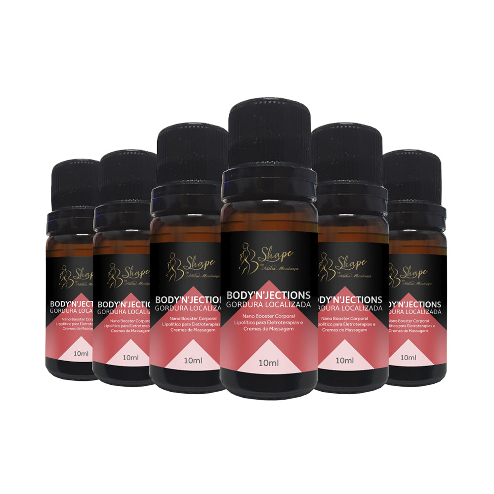 BODY’N’JECTIONS LOCALIZED FAT - NANO LIPOLYTIC BODY BOOSTER FOR ELECTROTHERAPIES AND MASSAGE CREAMS - 6 BOTTLES OF 10ml EACH
